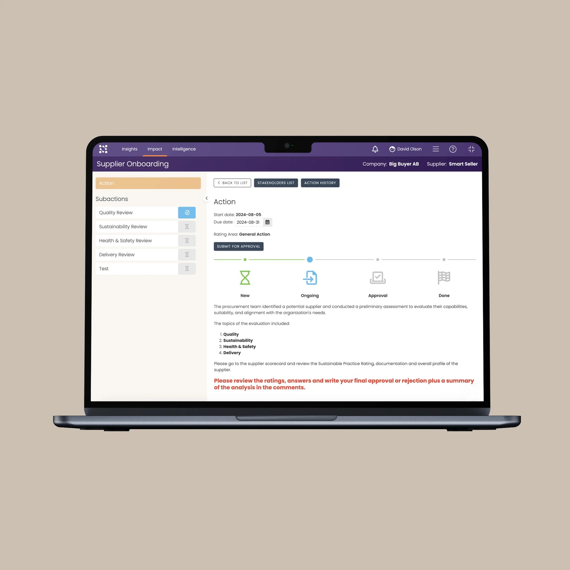 Kodiak Hub SRM - Quality Management Supplier Actions & Collaboration