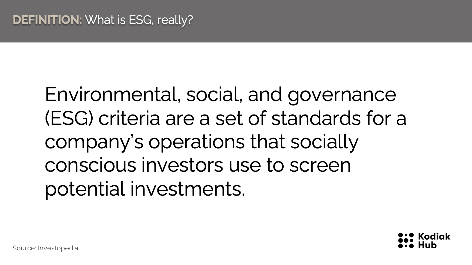 What is ESG really? 