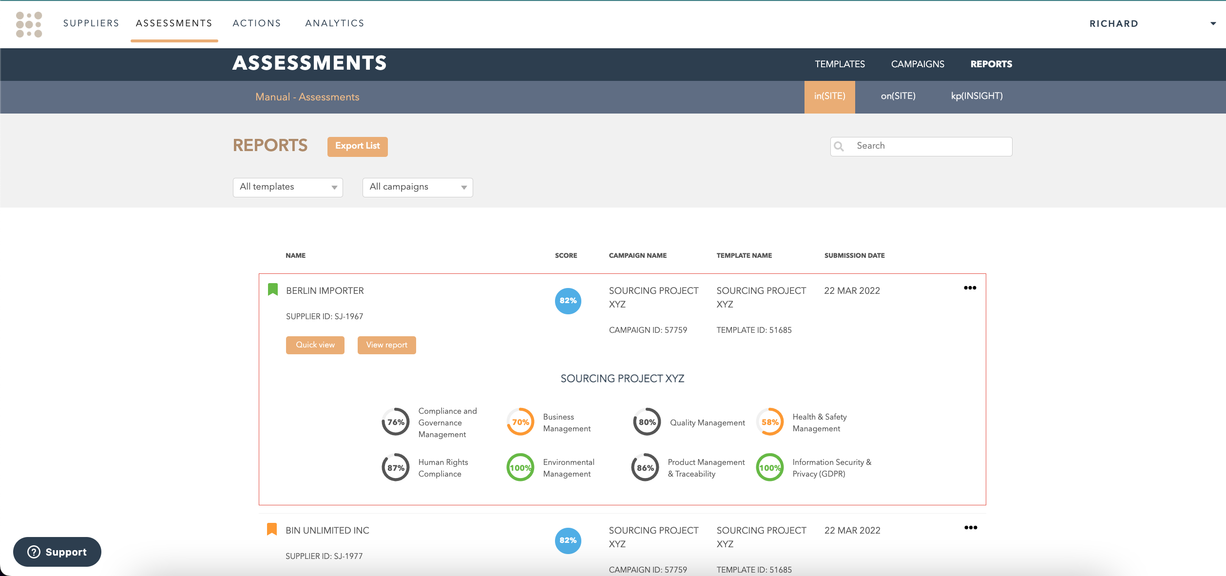 Supplier Self assessments